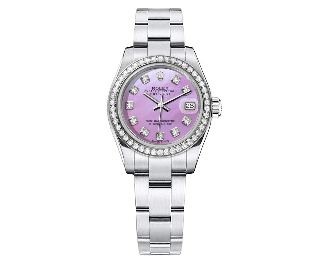 ROLEX DATEJUST 26MM OYSTER PURPLE DIAL-DIAMOND BEZEL 1.50CT