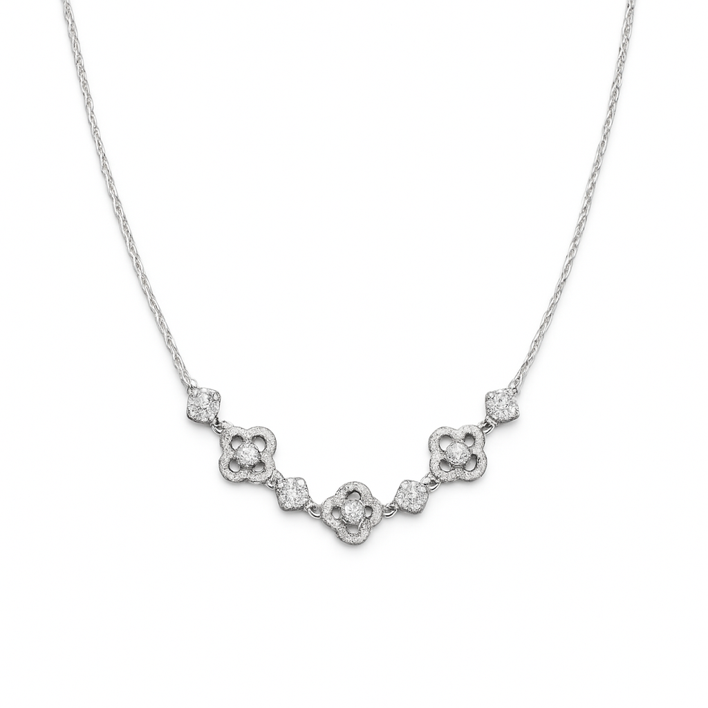 Clover Motif Diamond Necklace
