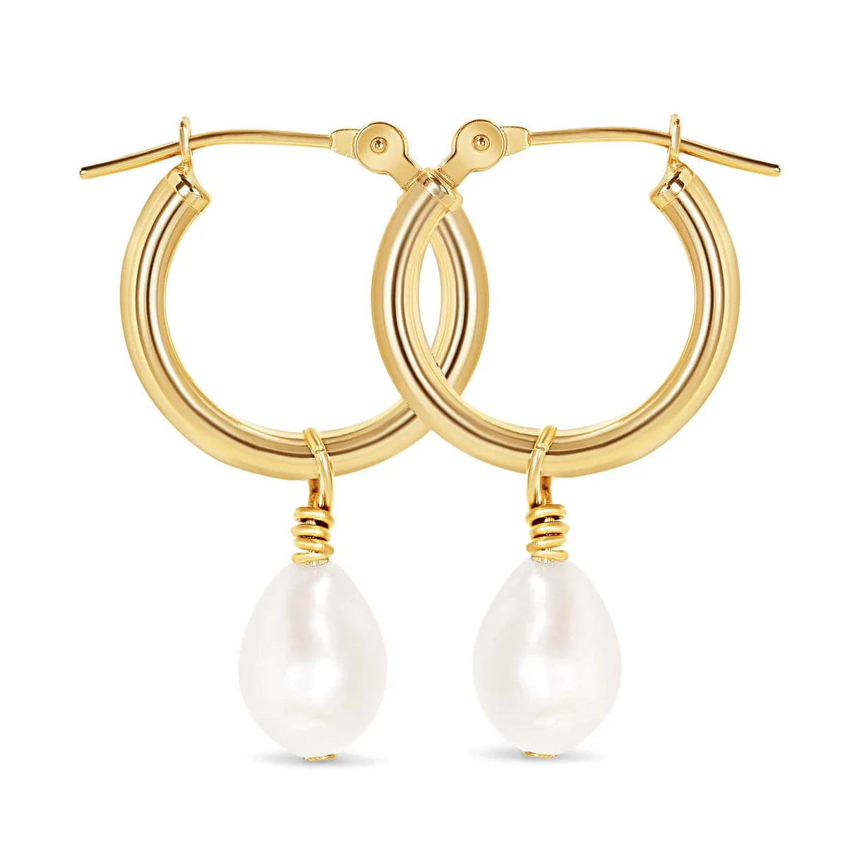 Pearl Drop Hoop Earrings