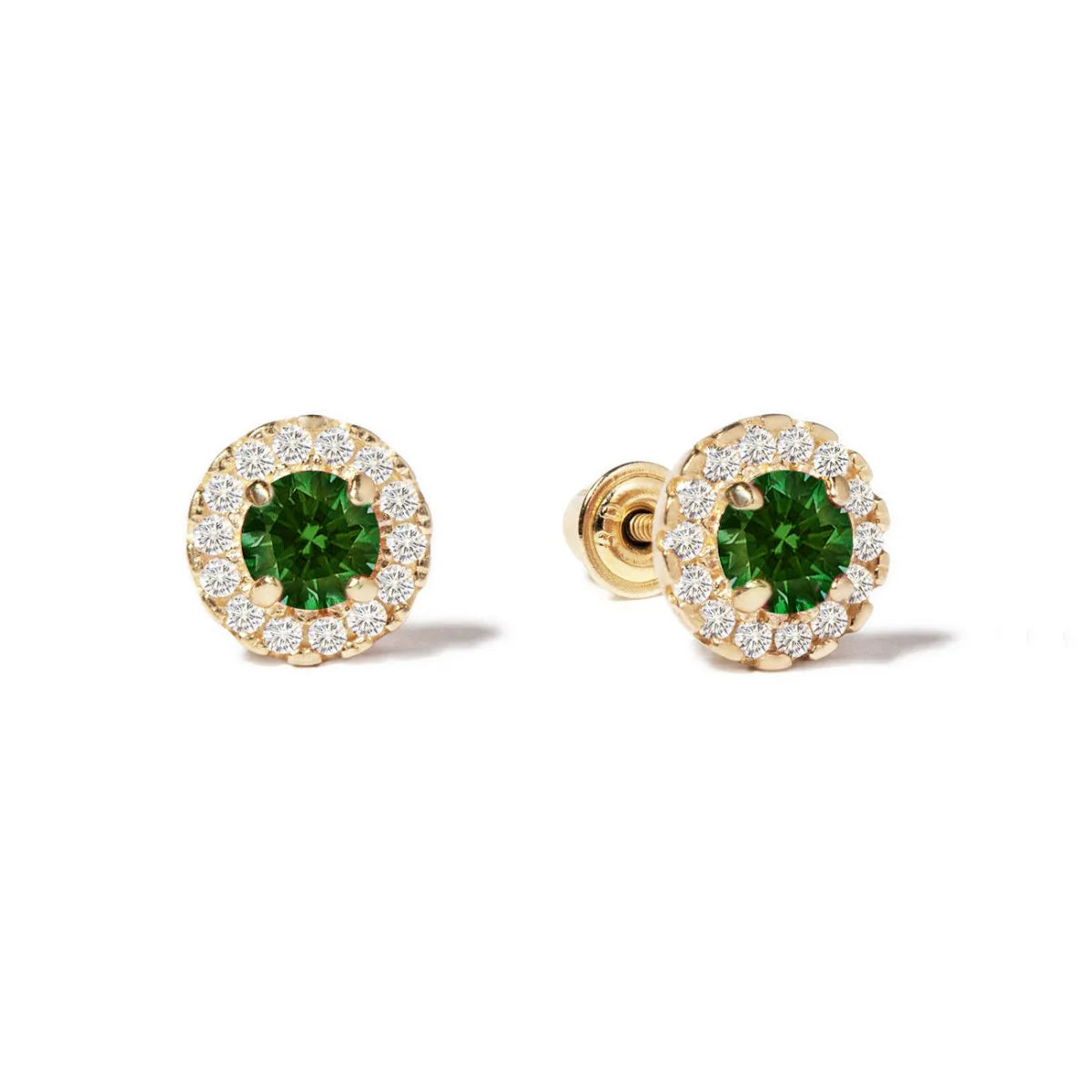 Birthstone Solitaire Halo Studs