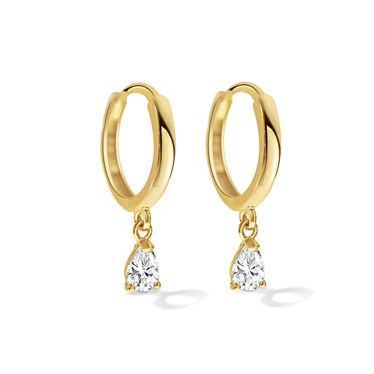 Gemstone Pear Drop Huggies