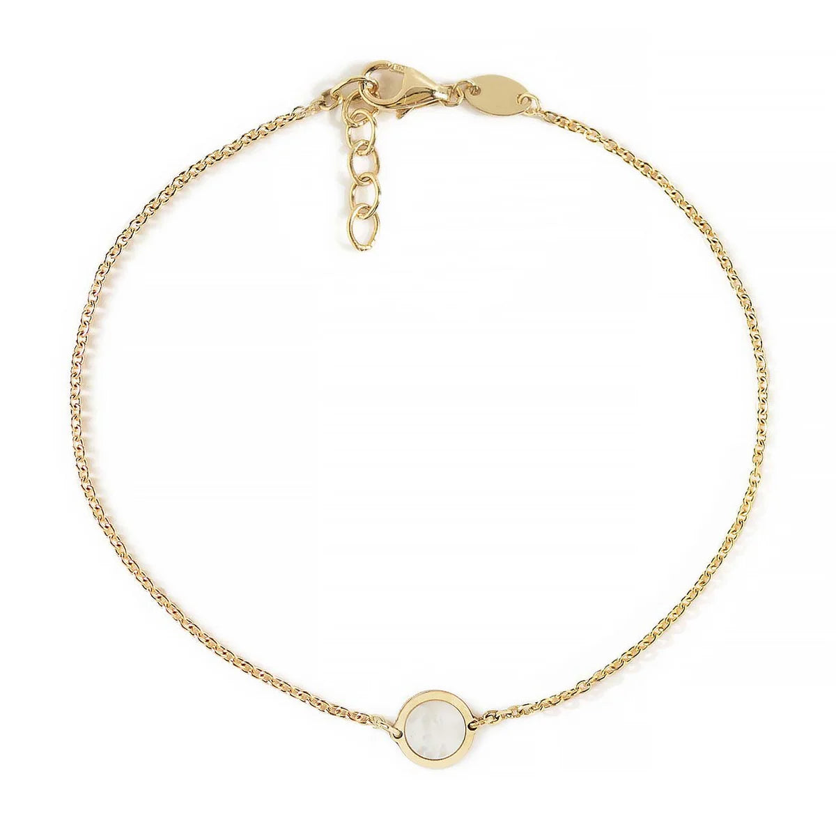 Single Gemstone Circle Bracelet Mother of Pearl