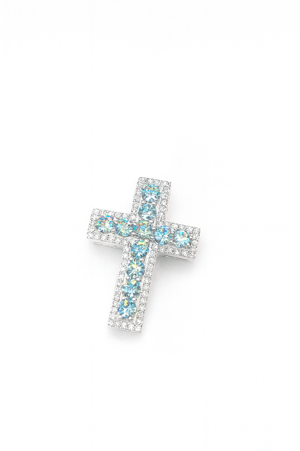 Radiant Blue Diamond Cross Pendant