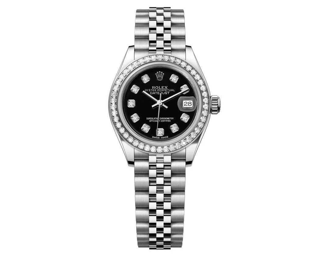 ROLEX DATEJUST 26MM BLACK DIAL-DIAMOND BEZEL 1.50CT