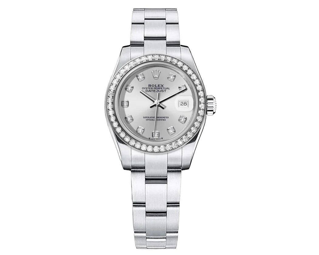ROLEX DATEJUST 26MM OYSTER SILVER DIAL-DIAMOND BEZEL 1.50CT