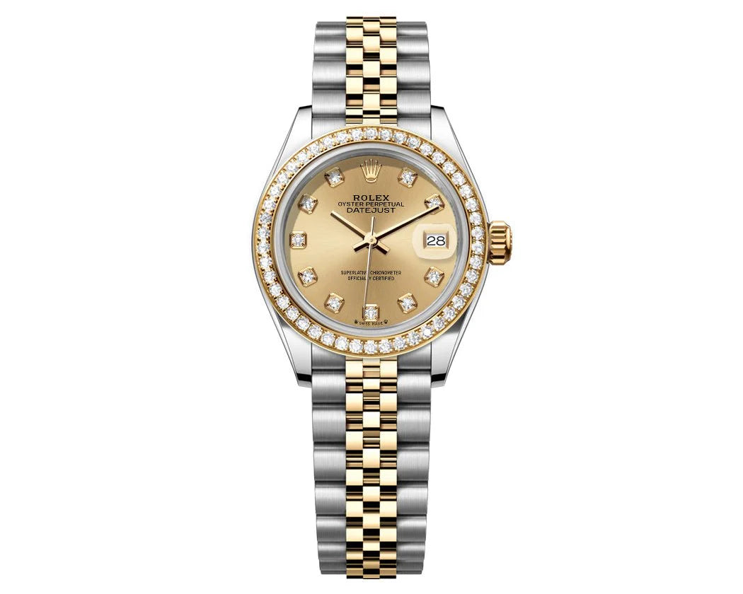 ROLEX DATEJUST 26MM CHAMPAGNE GEM DIAL-DIAMOND BEZEL 1.50CT