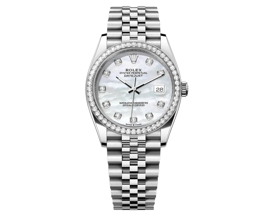 ROLEX DATEJUST 36MM JUBILEE-PEARL DIAL-DIAMOND BEZEL 1.50CT