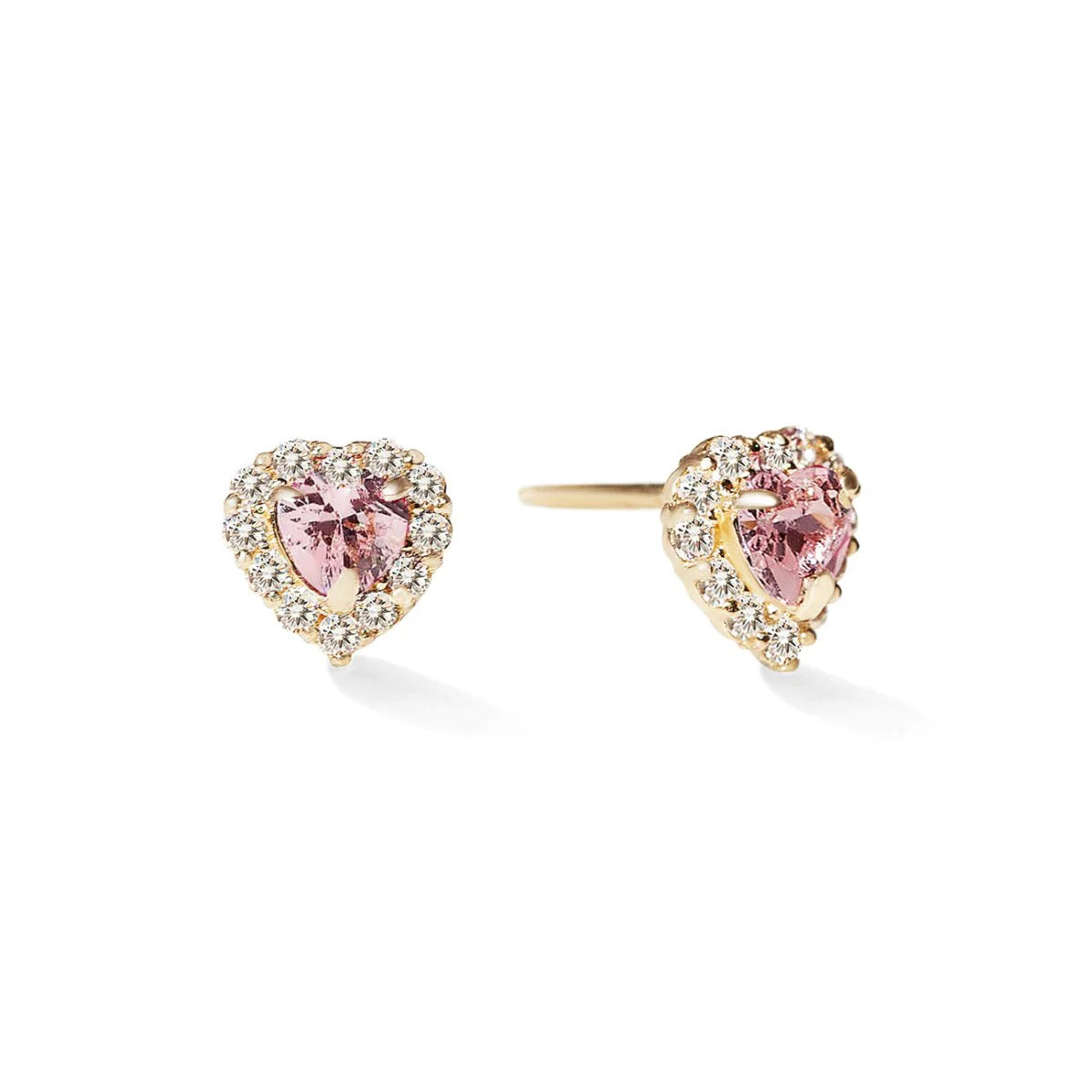 Heart Gemstone Halo Stud