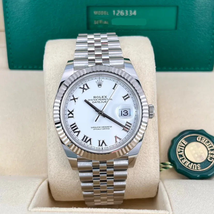 2025 Rolex Datejust 41 Fluted / White / Roman / Jubilee