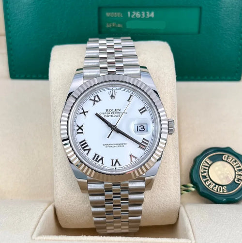 2025 Rolex Datejust 41 Fluted / White / Roman / Jubilee