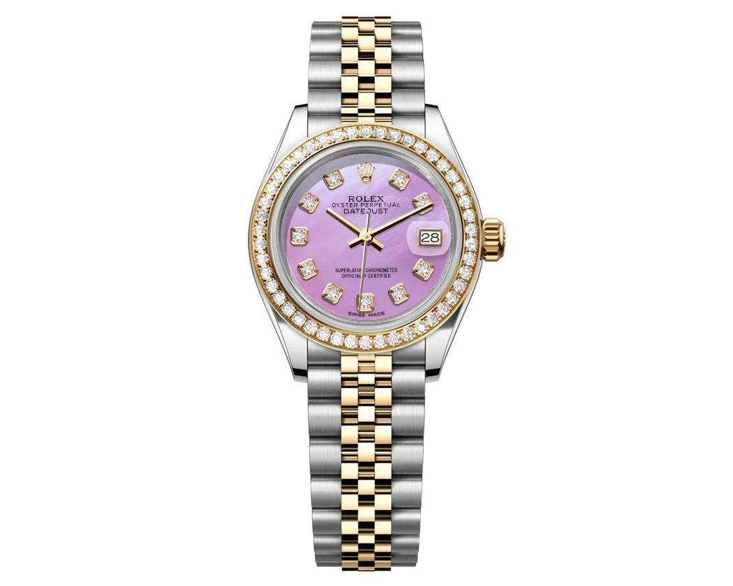 ROLEX DATEJUST 26MM MOP PURPLE DIAL-DIAMOND BEZEL 1.50CT