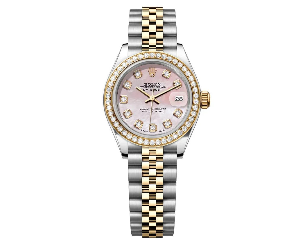 ROLEX DATEJUST 26MM MOP PINK DIAL-DIAMOND BEZEL 1.50CT