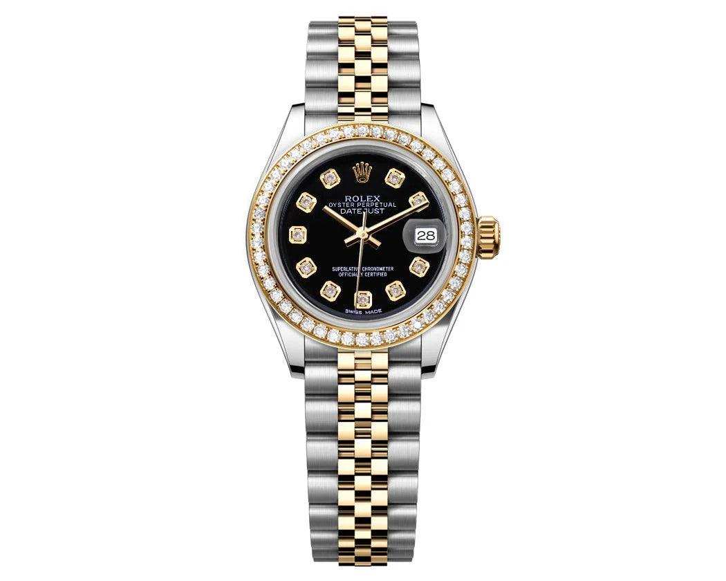ROLEX DATEJUST 26MM BLACK DIAL-DIAMOND BEZEL 1.50CT